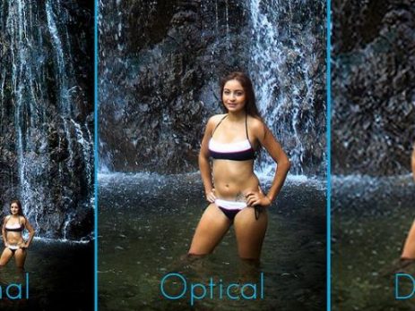 Hình ảnh Zoom số học ngoài cùng bên phải, Zoom quang học ở giữa và ngoài cùng bên trái là hình gốc